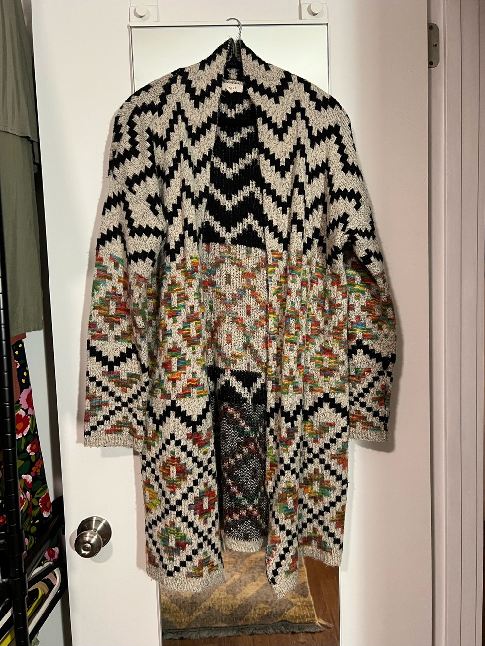 Debut Boho Southwestern Aztec Long Cardigan Duster Sweater M/L